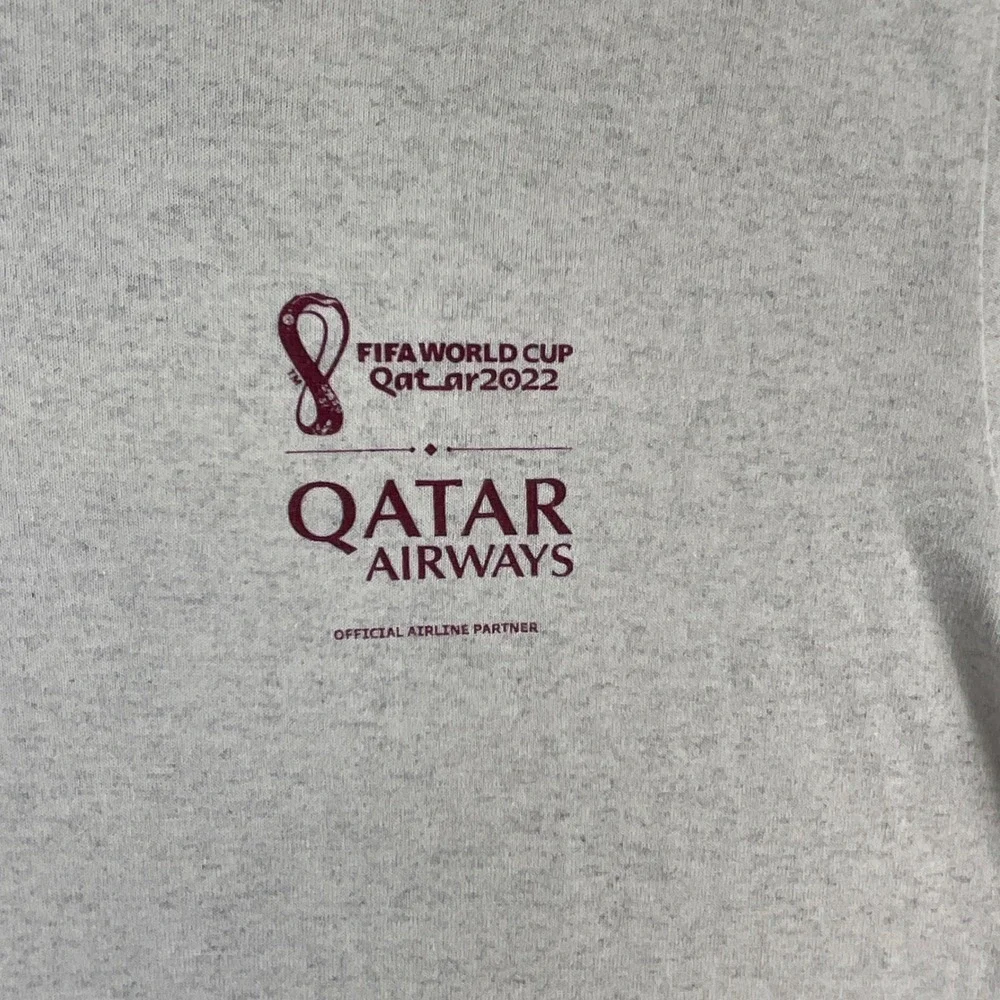 Qatar Airways FIFA World Cup 2022 Ringer T-Shirt Mens Medium Grey‎ Good Graphic